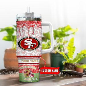 Custom San Francisco 49ers Personalized Tumbler - 40oz Insulated Mug with Straw