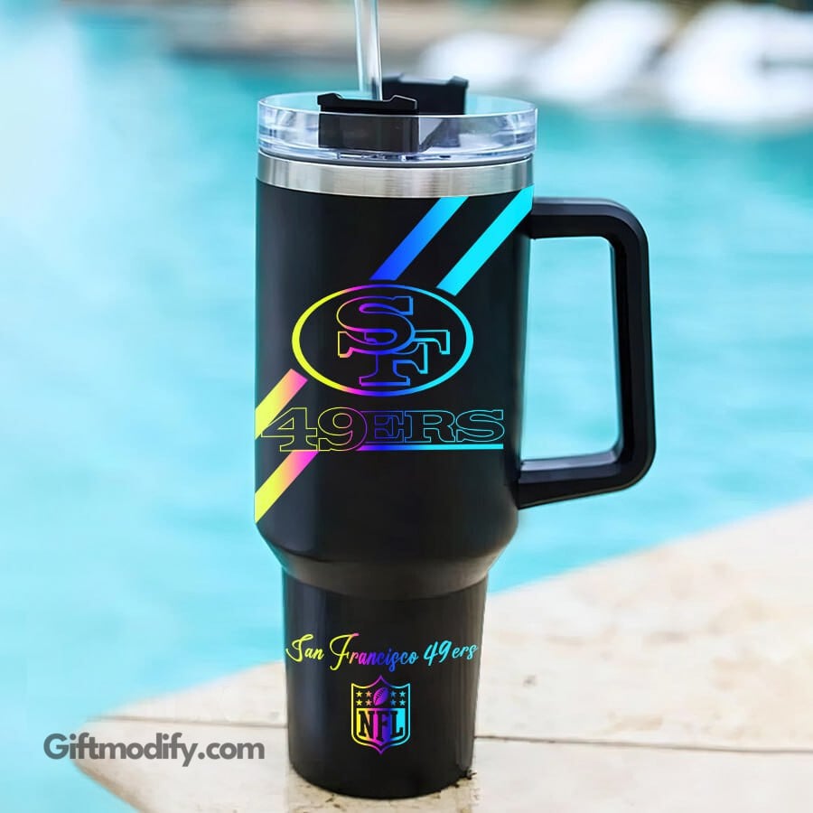 Customizable 49ers Tumbler with Handle - Personalized Name & Vibrant Design - Image 2