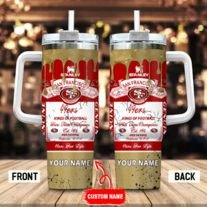 Custom San Francisco Football Champions Tumbler with Handle & Straw