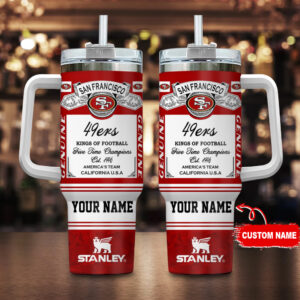 Custom San Francisco 49ers Tumbler - Personalized Fan Gift with Handle & Straw