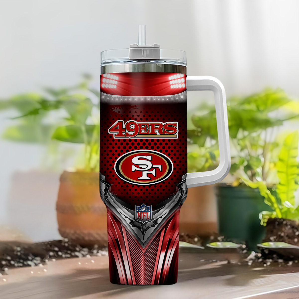 Customizable 49ers Fan Tumbler with Straw - Show Your Team Pride - Image 2