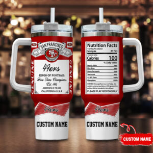 Custom San Francisco 49ers Tumbler - Personalized NFL Fan Mug with Handle
