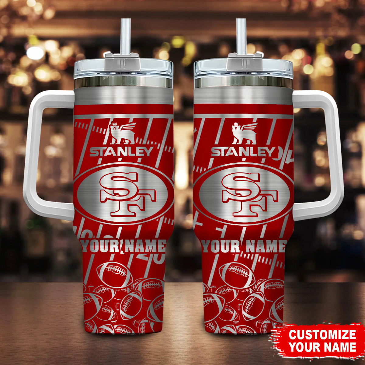 Customizable Stanley Football Tumbler - Personalized Sports Fan Gift