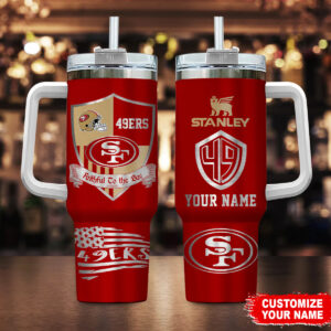 Customizable 49ers Tumbler with Handle - Show Your Team Pride!