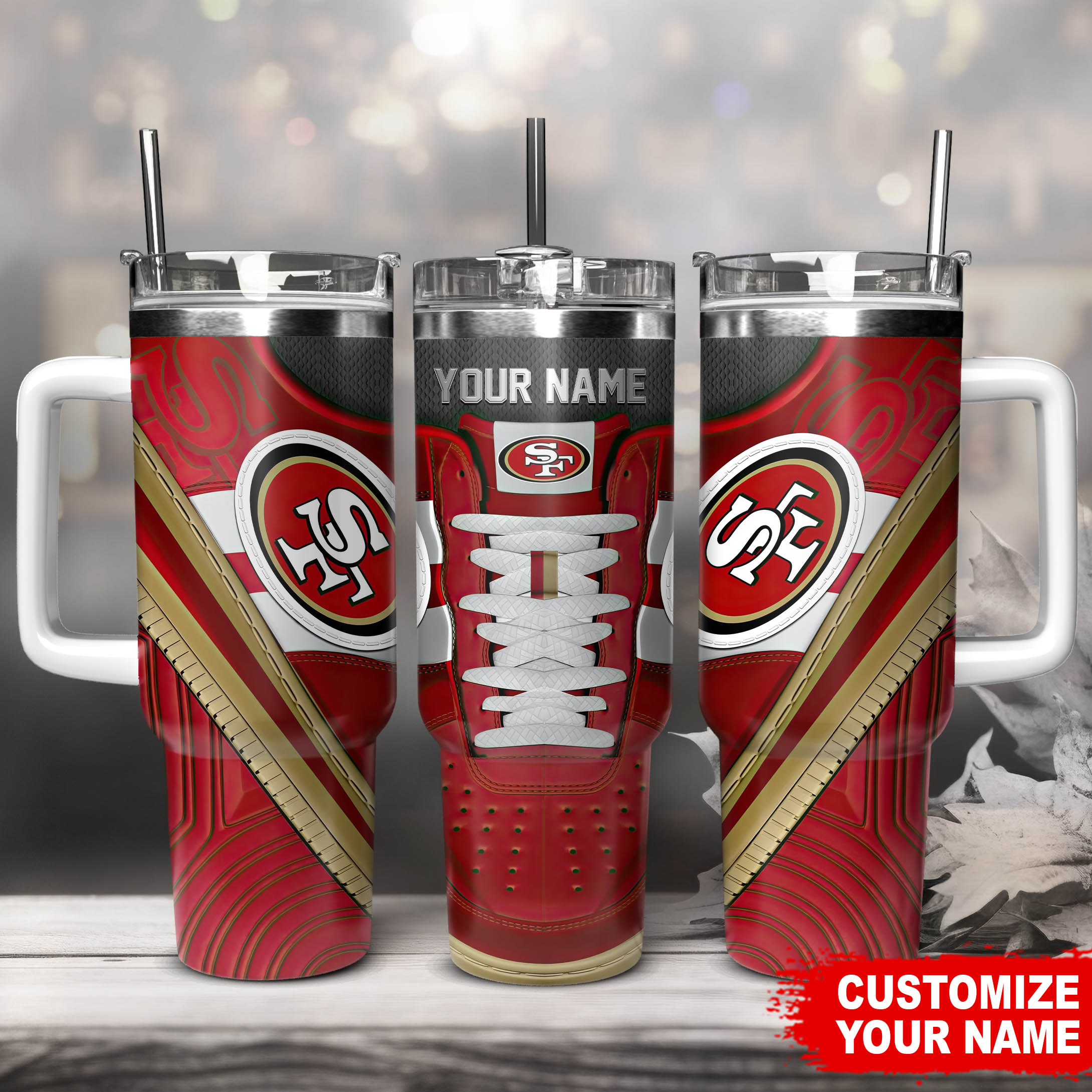 Custom Name Football Fan Tumbler - Personalized Insulated Drinkware