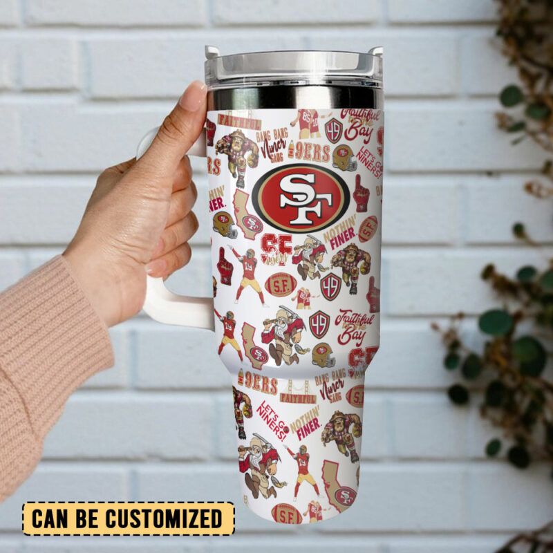 San Francisco 49ers NFL Sports Custom Stanley Quencher 40oz Stainless Steel Tumbler With Handle - Threewoofs - Image 3