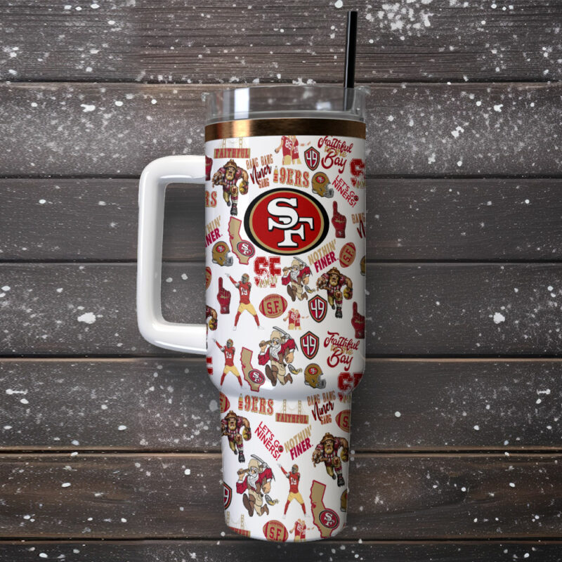 San Francisco 49ers NFL Sports Custom Stanley Quencher 40oz Stainless Steel Tumbler With Handle - Threewoofs - Image 2