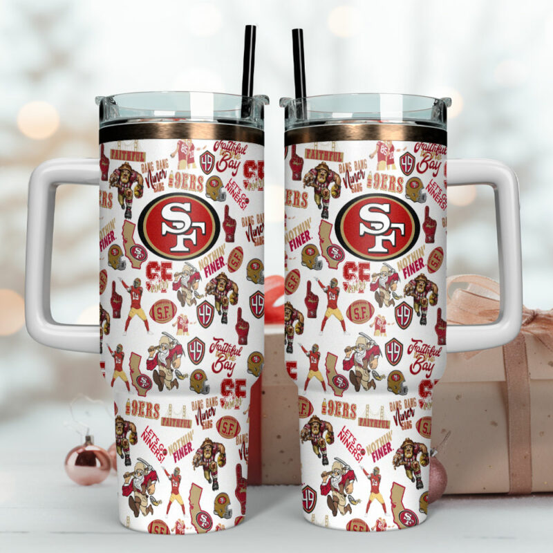 San Francisco 49ers NFL Sports Custom Stanley Quencher 40oz Stainless Steel Tumbler With Handle - Threewoofs - Image 4