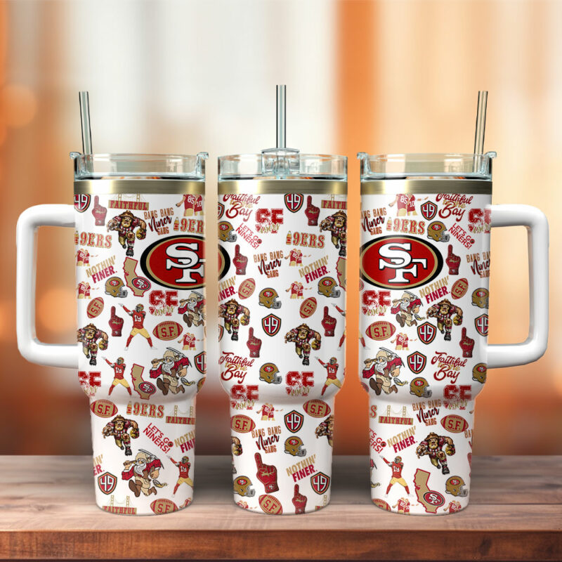 San Francisco 49ers NFL Sports Custom Stanley Quencher 40oz Stainless Steel Tumbler With Handle - Threewoofs