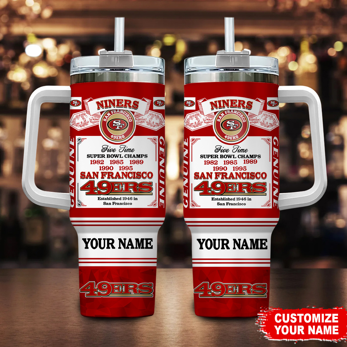 Personalized San Francisco 49ers Tumbler - Custom Name Sports Mug