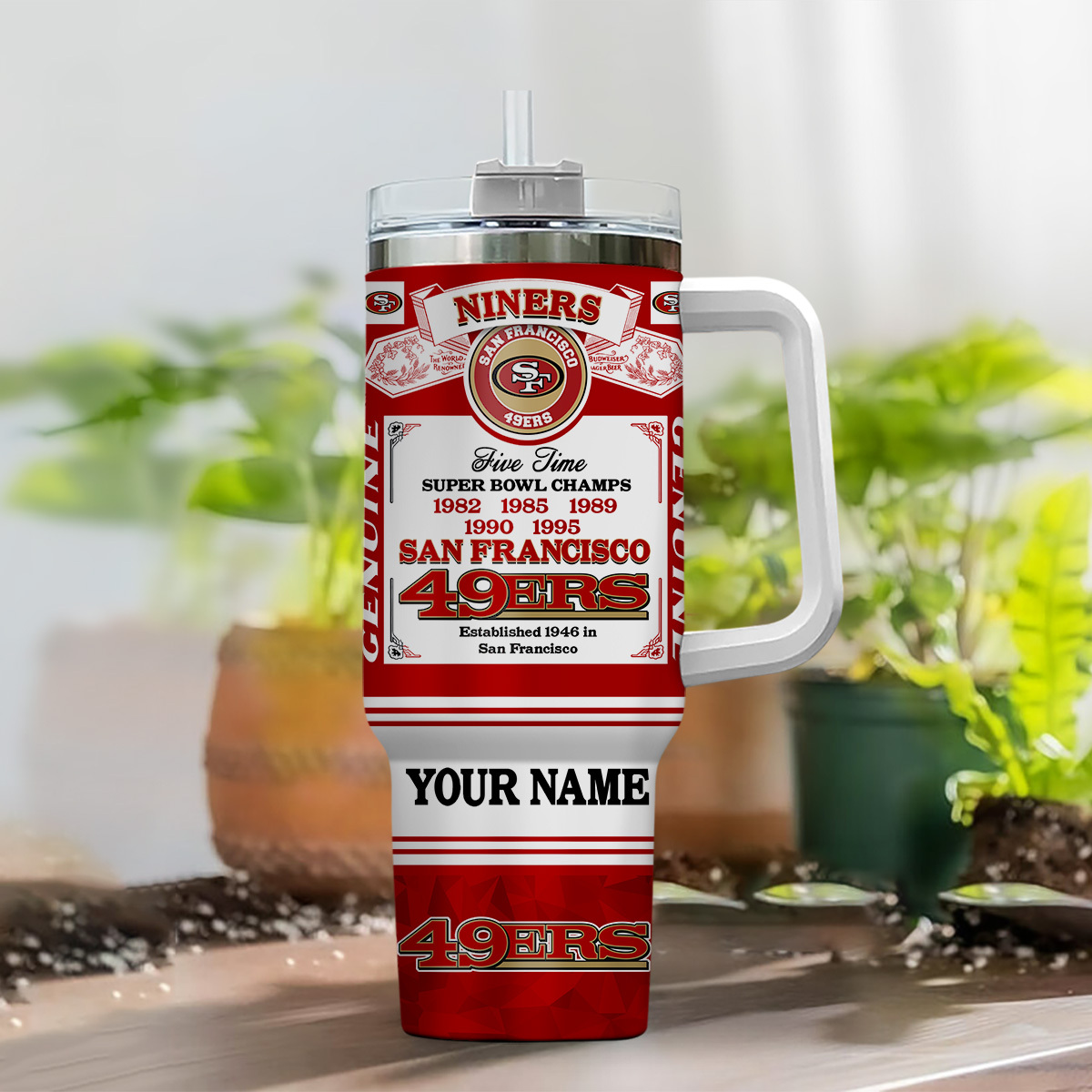 Personalized San Francisco 49ers Tumbler - Custom Name Sports Mug - Image 2