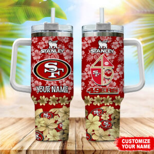 Personalized Floral Team Travel Tumbler with Handle & Straw