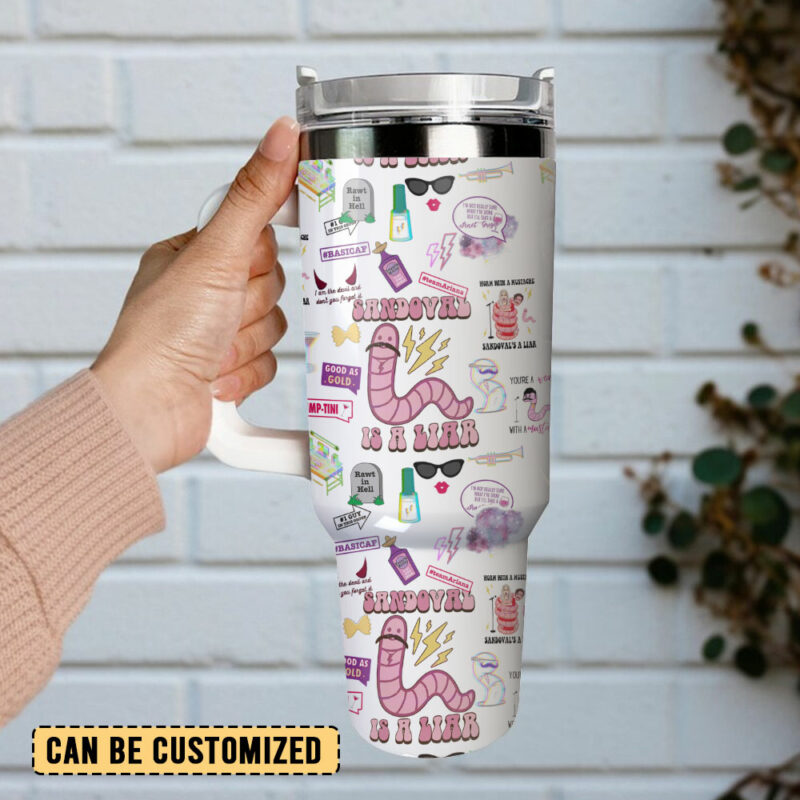 Sandoval Is A Liar Cartoon Custom Stanley Quencher 40oz Stainless Steel Tumbler - Threewoofs - Image 4