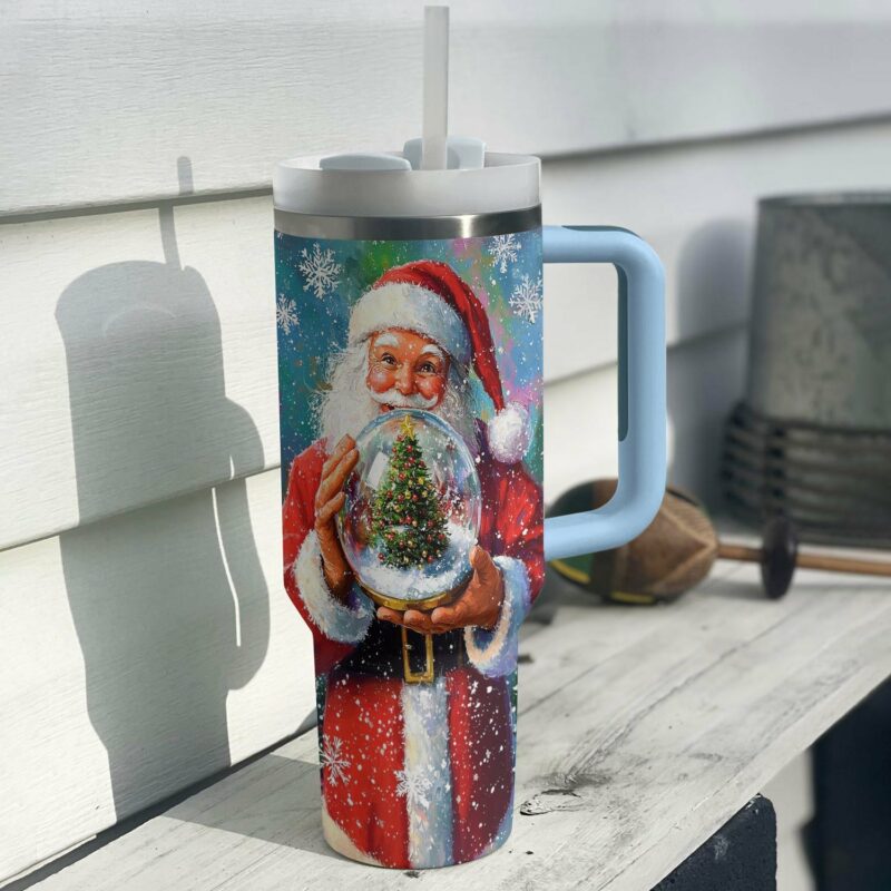 Santa Claus Magic Christmas Custom Stanley Quencher 40oz Stainless Steel Tumbler With Handle - Threewoofs - Image 3