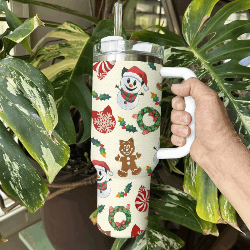 Santa Claws‚Äô Cat Christmas Custom Stanley Quencher 40oz Stainless Steel Tumbler With Handle - Threewoofs - Image 2