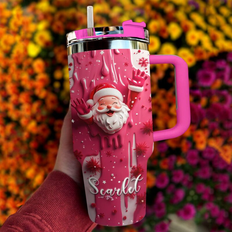 Santa Sweet Wonderland Christmas Custom Stanley Quencher 40oz Stainless Steel Tumbler With Handle - Threewoofs - Image 3
