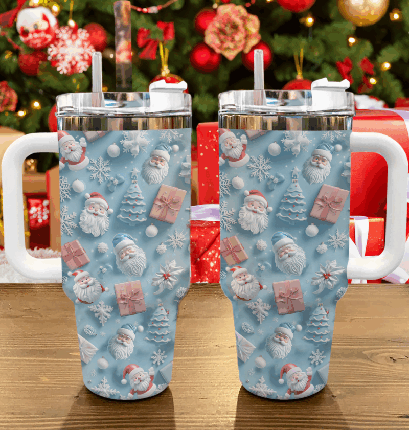 Santa‚Äôs Gift Edition Christmas Custom Stanley Quencher 40oz Stainless Steel Tumbler With Handle - Threewoofs - Image 2