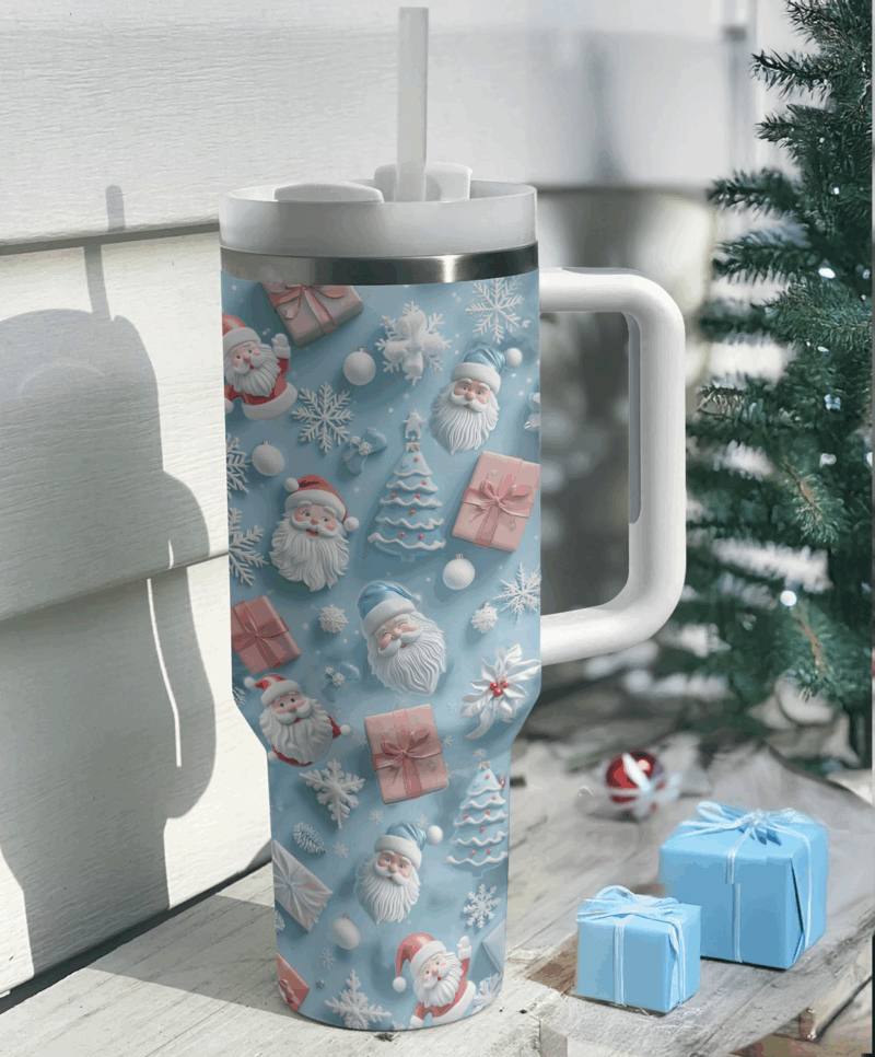 Santa‚Äôs Gift Edition Christmas Custom Stanley Quencher 40oz Stainless Steel Tumbler With Handle - Threewoofs - Image 3