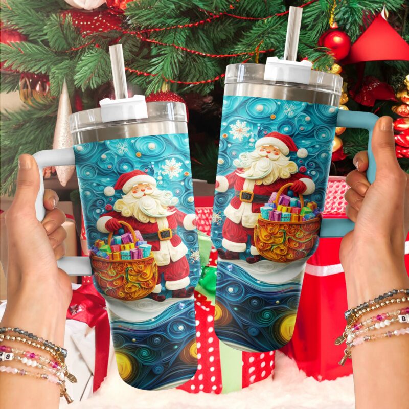 Santa‚Äôs Gift Magic Christmas Custom Stanley Quencher 40oz Stainless Steel Tumbler With Handle - Threewoofs - Image 3
