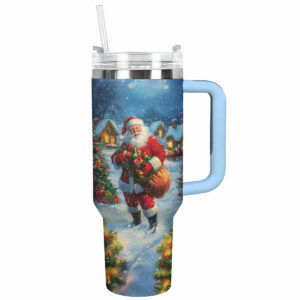 Santa‚Äôs Holiday Christmas Custom Stanley Quencher 40oz Stainless Steel Tumbler With Handle - Threewoofs