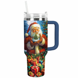 Santa‚Äôs Magical Snow Globe Gift Christmas Custom Stanley Quencher 40oz Stainless Steel Tumbler With Handle - Threewoofs