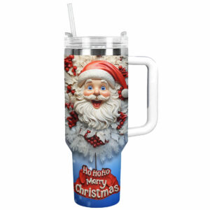 Santa‚Äôs Merry Christmas Custom Stanley Quencher 40oz Stainless Steel Tumbler With Handle - Threewoofs