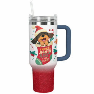 Santa‚Äôs Puppy Delight Christmas Custom Stanley Quencher 40oz Stainless Steel Tumbler With Handle - Threewoofs