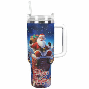 Santa‚Äôs Sleigh Ride Christmas Custom Stanley Quencher 40oz Stainless Steel Tumbler With Handle - Threewoofs