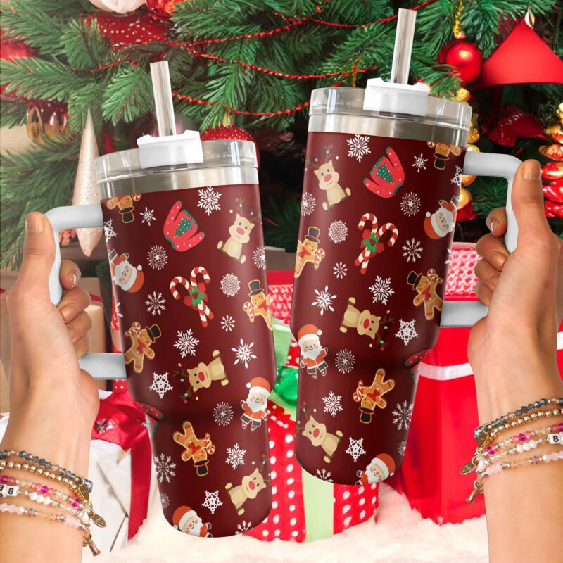 Santa‚Äôs Workshop Christmas Custom Stanley Quencher 40oz Stainless Steel Tumbler With Handle - Threewoofs - Image 2