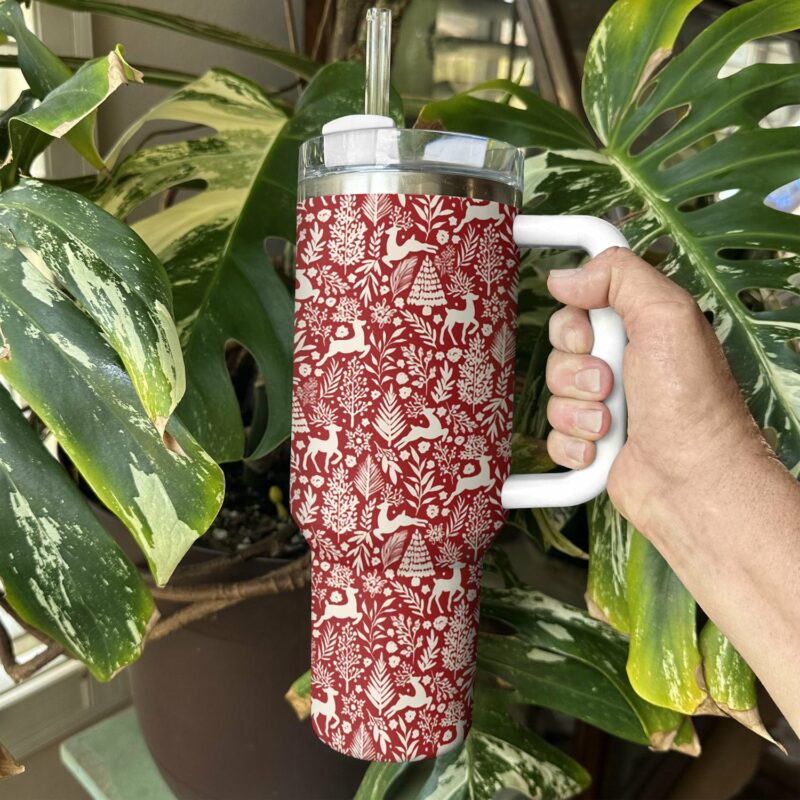 Scandinavian Christmas Custom Stanley Quencher 40oz Stainless Steel Tumbler With Handle - Threewoofs - Image 3