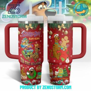 Scooby-Doo Cartoon Christmas Custom Stanley Quencher 40oz Stainless Steel Tumbler With Handle - Threewoofs