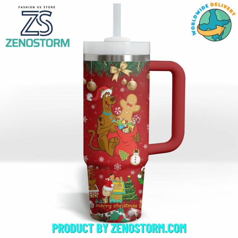 Scooby-Doo Cartoon Christmas Custom Stanley Quencher 40oz Stainless Steel Tumbler With Handle - Threewoofs - Image 2