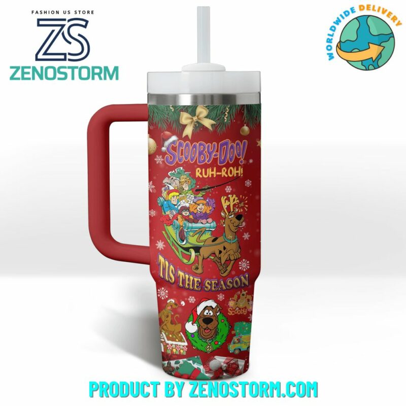 Scooby-Doo Cartoon Christmas Custom Stanley Quencher 40oz Stainless Steel Tumbler With Handle - Threewoofs - Image 3