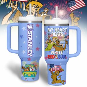 Scooby-Doo Cartoon Custom Stanley Quencher 40oz Stainless Steel Tumbler With Handle - Threewoofs