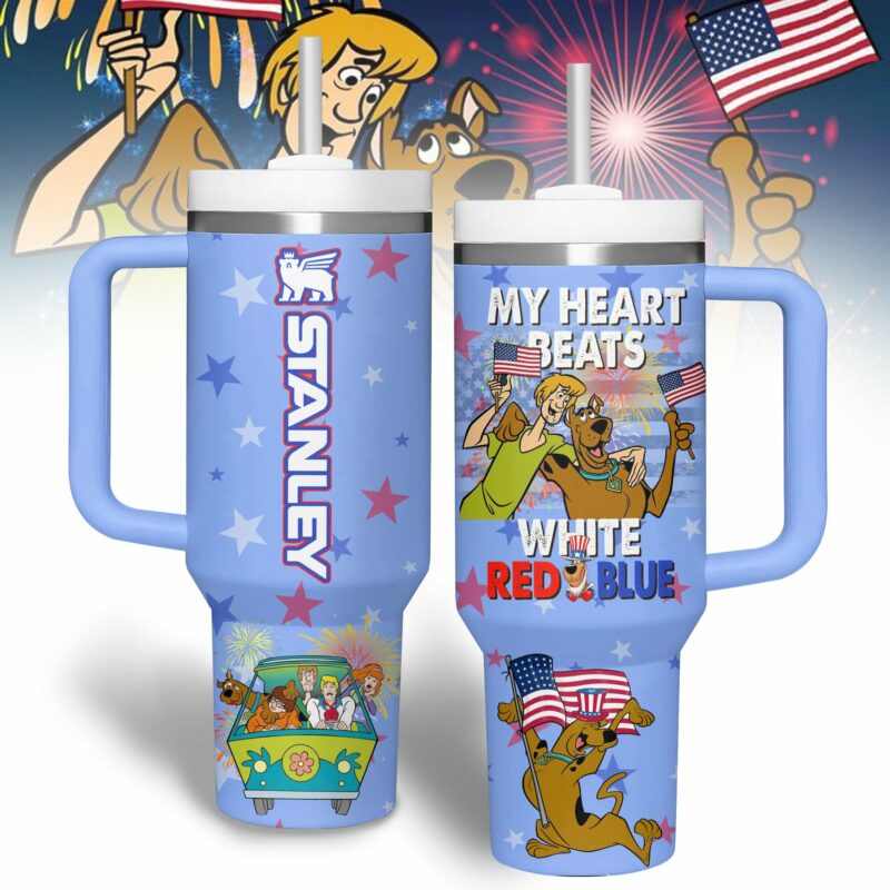 Scooby-Doo Cartoon Custom Stanley Quencher 40oz Stainless Steel Tumbler With Handle - Threewoofs