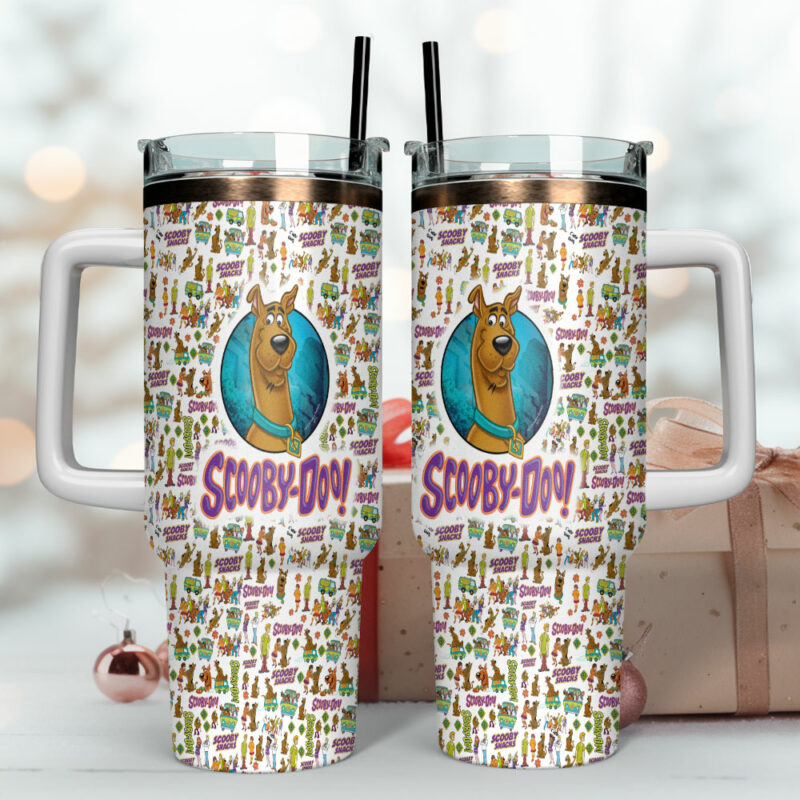 Scooby-Doo Cartoon Custom Stanley Quencher 40oz Stainless Steel Tumbler With Handle - Threewoofs - Image 4