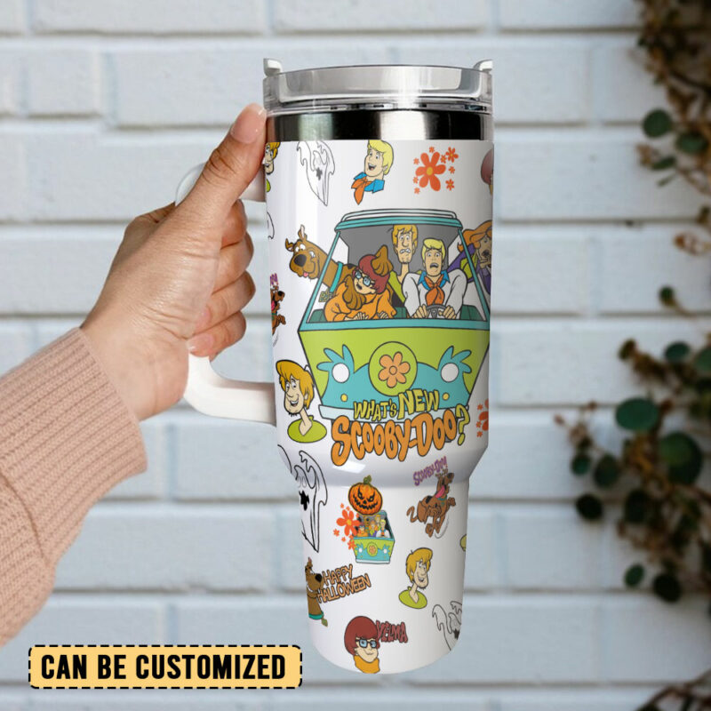 Scooby-Doo Cartoon Custom Stanley Quencher 40oz Stainless Steel Tumbler With Handle - Threewoofs - Image 3