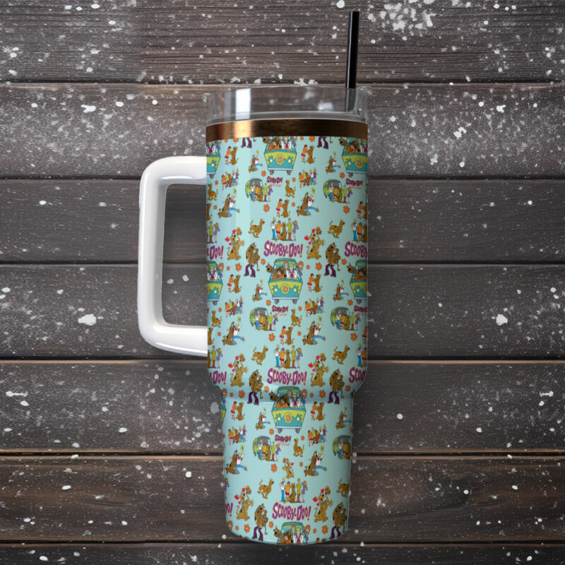 Scooby-Doo Cartoon Custom Stanley Quencher 40oz Stainless Steel Tumbler With Handle - Threewoofs - Image 2