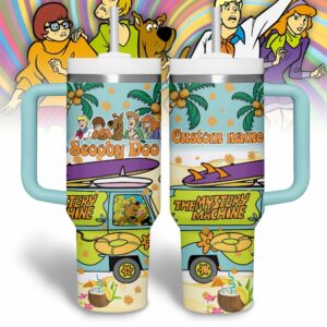 Scooby-Doo Cartoon Custom Stanley Quencher 40oz Stainless Steel Tumbler With Handle - Threewoofs