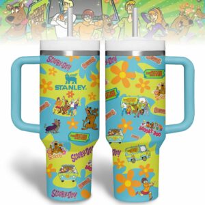 Scooby-Doo Cartoon Custom Stanley Quencher 40oz Stainless Steel Tumbler With Handle - Threewoofs