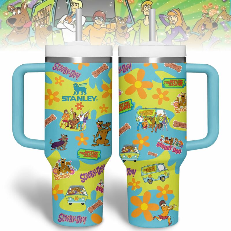 Scooby-Doo Cartoon Custom Stanley Quencher 40oz Stainless Steel Tumbler With Handle - Threewoofs