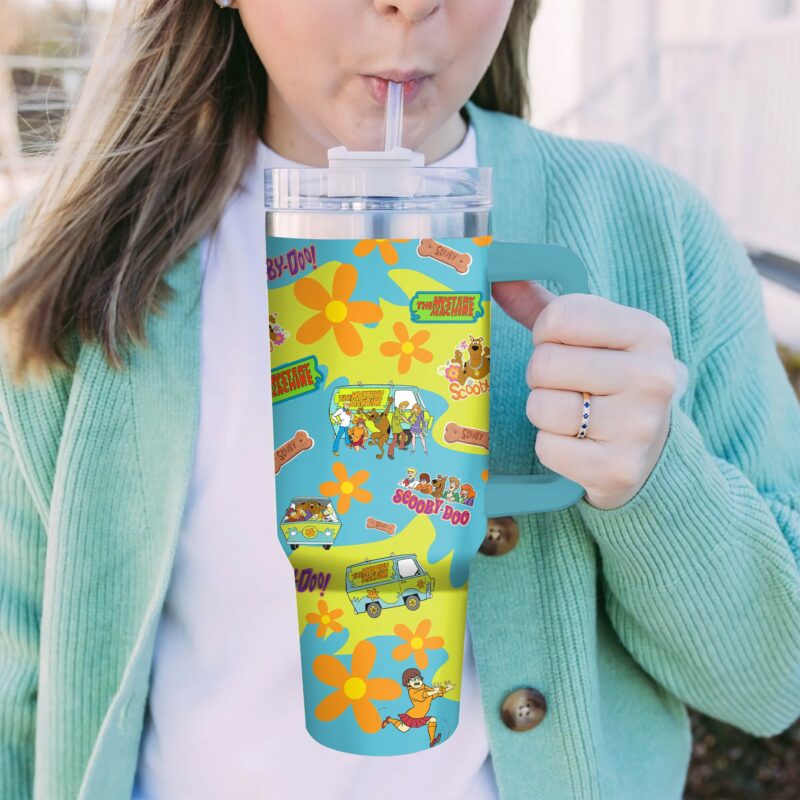 Scooby-Doo Cartoon Custom Stanley Quencher 40oz Stainless Steel Tumbler With Handle - Threewoofs - Image 5