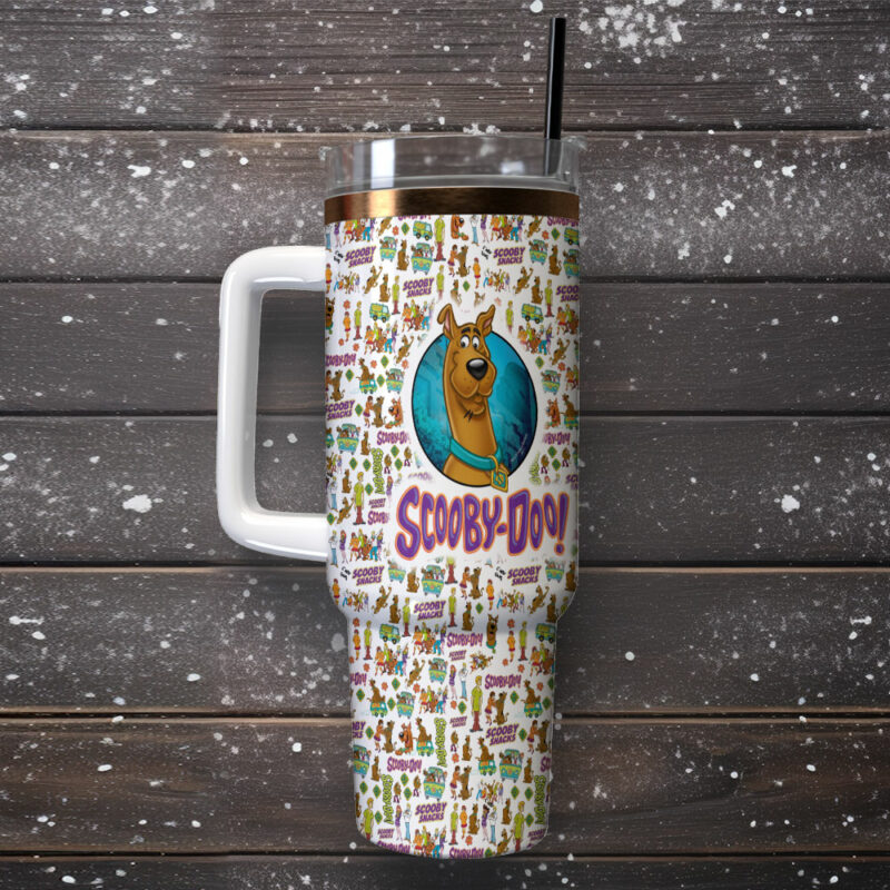 Scooby-Doo Cartoon Custom Stanley Quencher 40oz Stainless Steel Tumbler With Handle - Threewoofs - Image 2