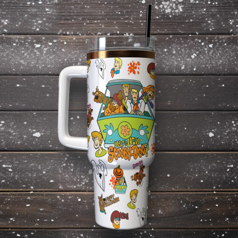 Scooby-Doo Cartoon Custom Stanley Quencher 40oz Stainless Steel Tumbler With Handle - Threewoofs - Image 2