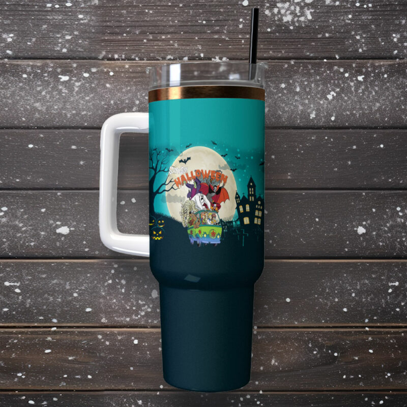 Scooby-Doo Cartoon Custom Stanley Quencher 40oz Stainless Steel Tumbler With Handle - Threewoofs - Image 2