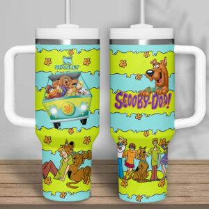 Scooby-Doo Cartoon Custom Stanley Quencher 40oz Stainless Steel Tumbler With Handle - Threewoofs