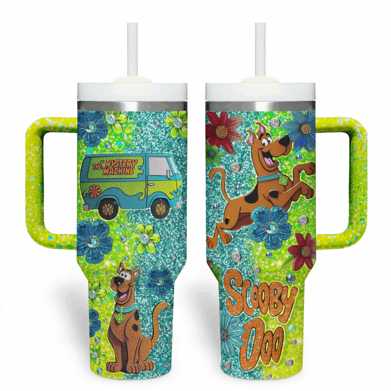 Scooby-Doo Cartoon Custom Stanley Quencher 40oz Stainless Steel Tumbler With Handle - Threewoofs - Image 2