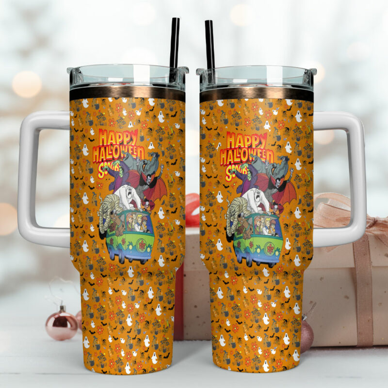Scooby-Doo Cartoon Custom Stanley Quencher 40oz Stainless Steel Tumbler With Handle - Threewoofs - Image 4