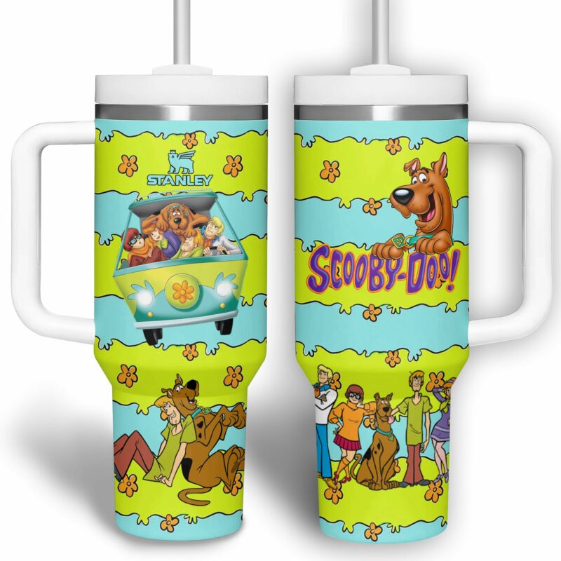 Scooby-Doo Cartoon Custom Stanley Quencher 40oz Stainless Steel Tumbler With Handle - Threewoofs - Image 2