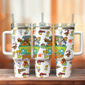 Scooby-Doo Cartoon Custom Stanley Quencher 40oz Stainless Steel Tumbler With Handle - Threewoofs